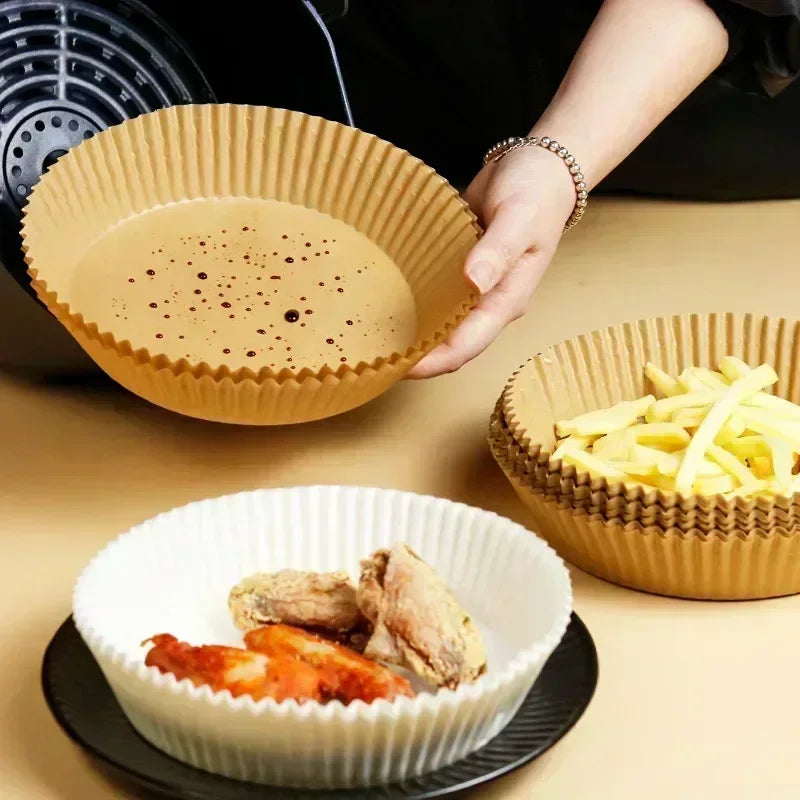 50/100PCS Air Fryer Disposable Paper Square Round Baking Paper Barbecue Plate NonStick Mat Kitchen Oven Oil Absorbing Paper Tool 