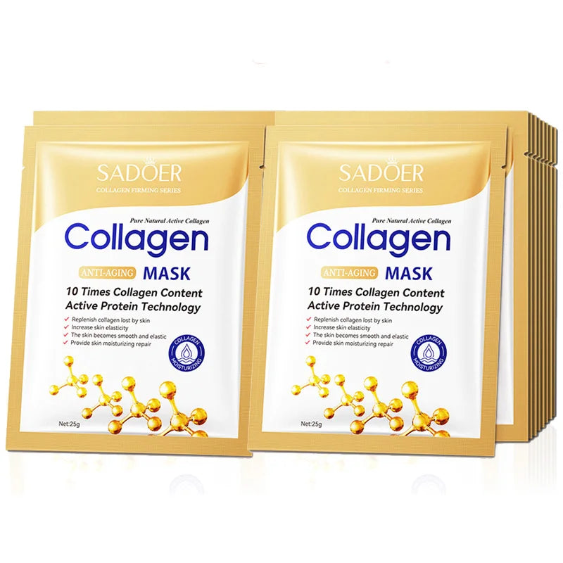 10pcs SADOER Collagen Face Mask Firming Moisturizing Whitenting skincare Face Sheet Mask Facial Masks Skin Care