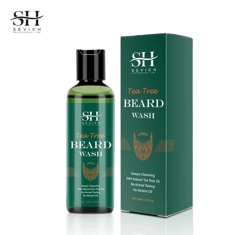 Beard Growth Kit For Men Tea Tree Hair Enhancer Thicker Beard Care Oil Nourishing Moisturizing Beard Conditioner Anti Hair Loss 