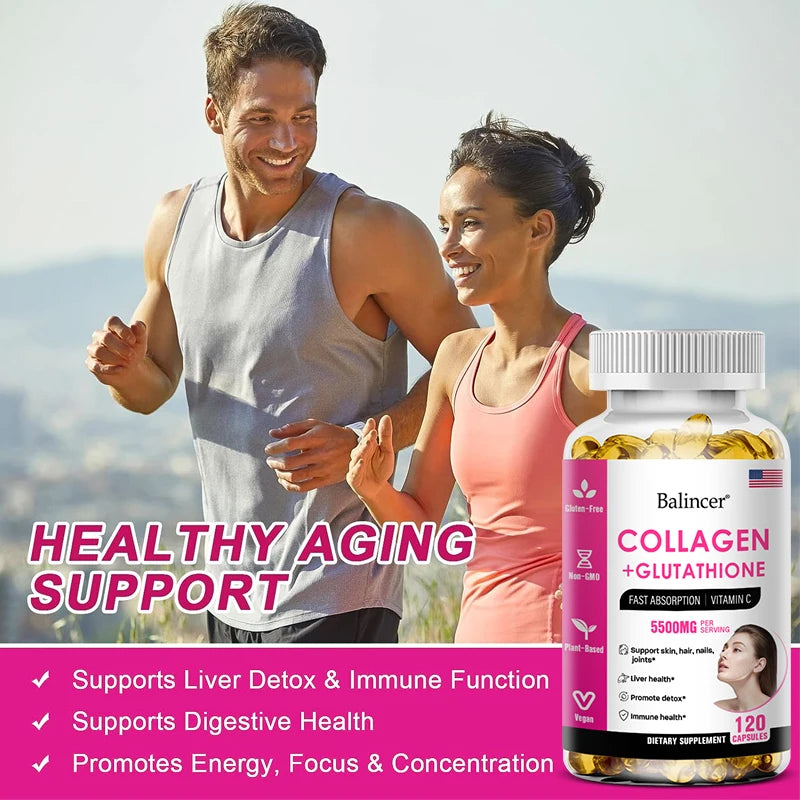 Glutathione Collagen Supplement - Maintain Youthful Vitality - Support Skin Health, Antioxidant Supplement, Non-GMO 