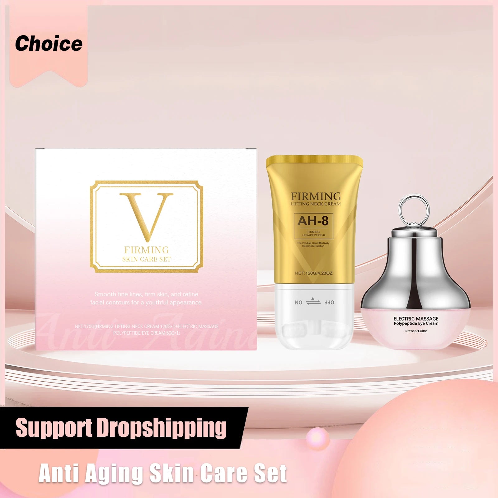 Anti Aging Skin Care Collagen Electric Massage Eye Cream for Dark Circle Ah-8 Firming Neck Cream Moisturizing Tightening Lotion 