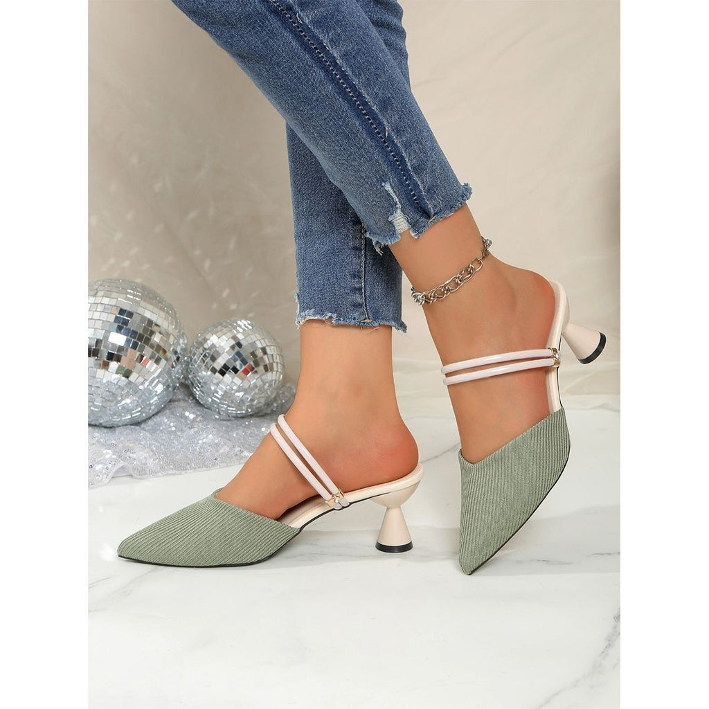 Women's Fashion Pointed-Toe High-Heel Half Sandals sandalias