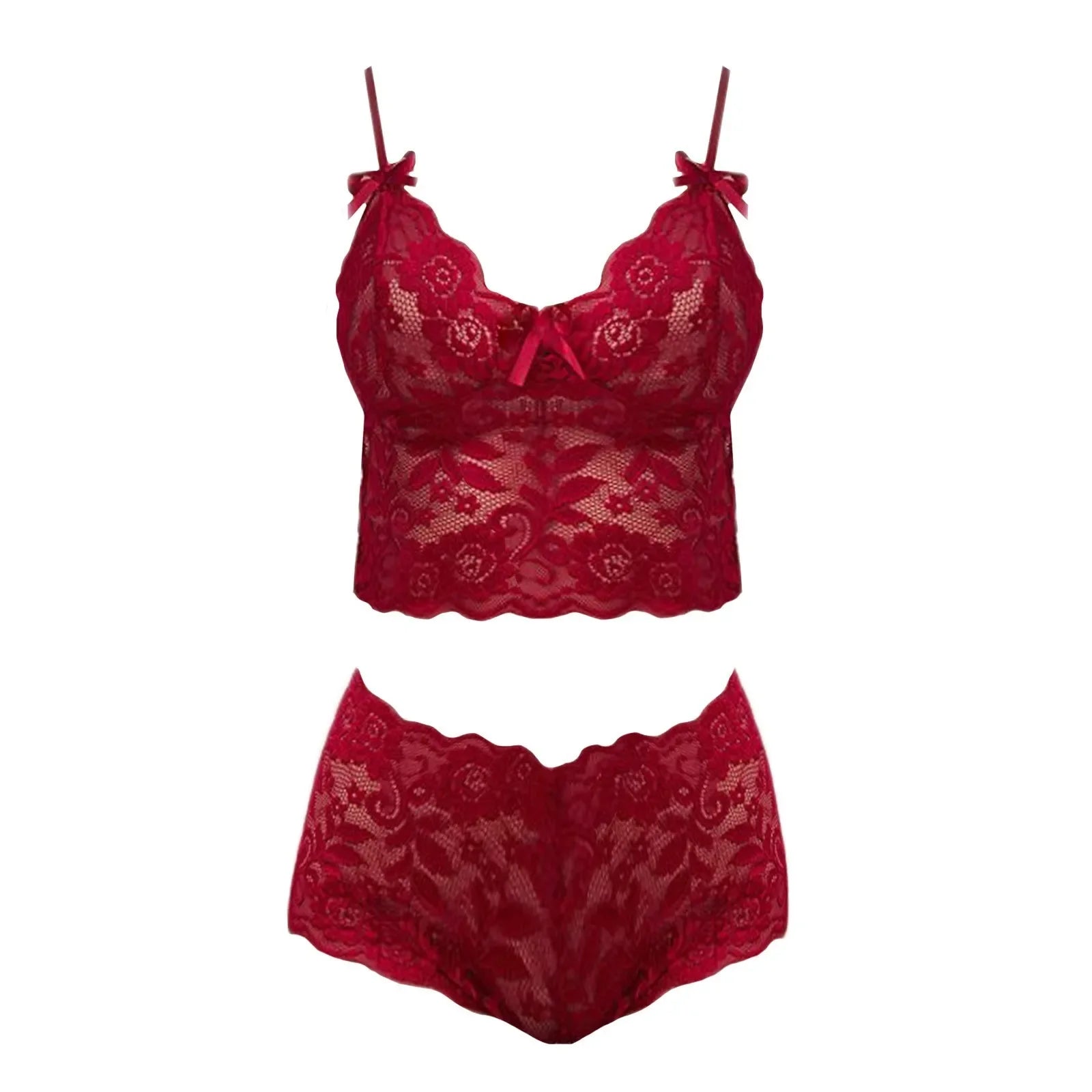 New 2Pcs/Set Women Lingerie Women Bra Sexy Breathable Lace Two Piece Lace Bra Nightwear Sets For Female With Bow Ropa De Mujer 