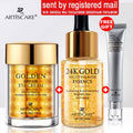 24K Gold Skincare SET Face Cream Moisturizing Serum Dark Circles Essence Korean Skin Care Products 