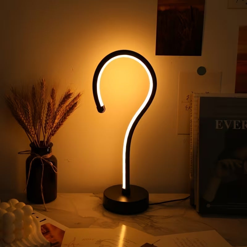 2PC Creative Question Mark Shape Table Lamp, USB Three-color Dimming Desktop Decoration Table Lamp lámparas  Para mesa de noche