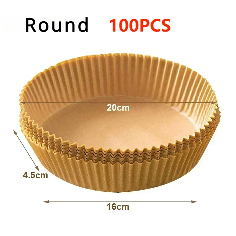 50/100PCS Air Fryer Disposable Paper Square Round Baking Paper Barbecue Plate NonStick Mat Kitchen Oven Oil Absorbing Paper Tool 