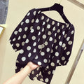 Women Spring Summer Style Loose Blouses Shirts Lady Casual Slash Neck Polka Dot Printed Blouses Tops