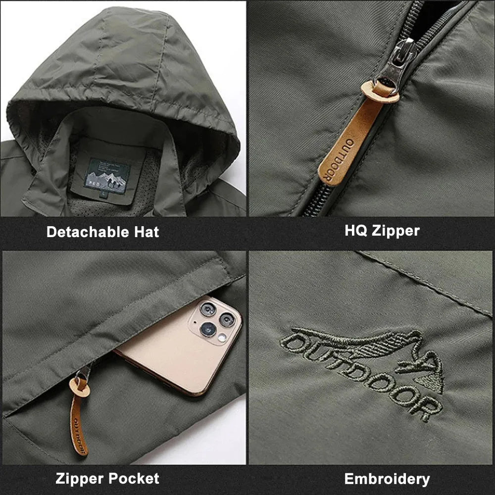 Waterproof Tactical Windbreaker for Men - Hooded Outdoor Field Climbing Jacket European Size S-5XL Thin Military Outwear 