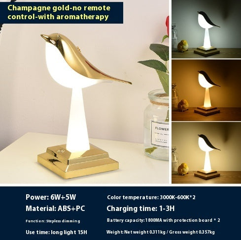 Bedroom Bedside Bird Square Night Light Charging Touch Atmosphere Table Lamp lámpara de mesa