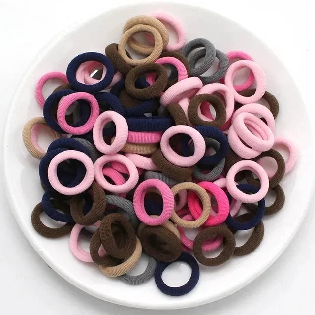 Clearance_200PCS Women Girls Colorful Nylon Elastic Hair Bands Ponytail Hold Small Hair Tie Rubber Bands Scrunchie Hair Accessor 