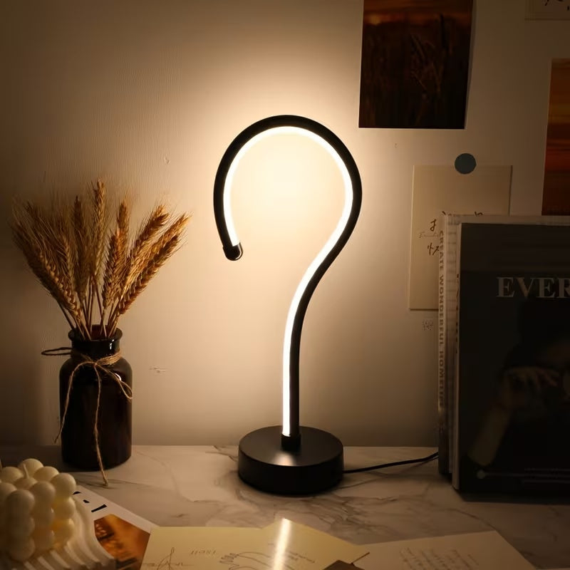 2PC Creative Question Mark Shape Table Lamp, USB Three-color Dimming Desktop Decoration Table Lamp lámparas  Para mesa de noche