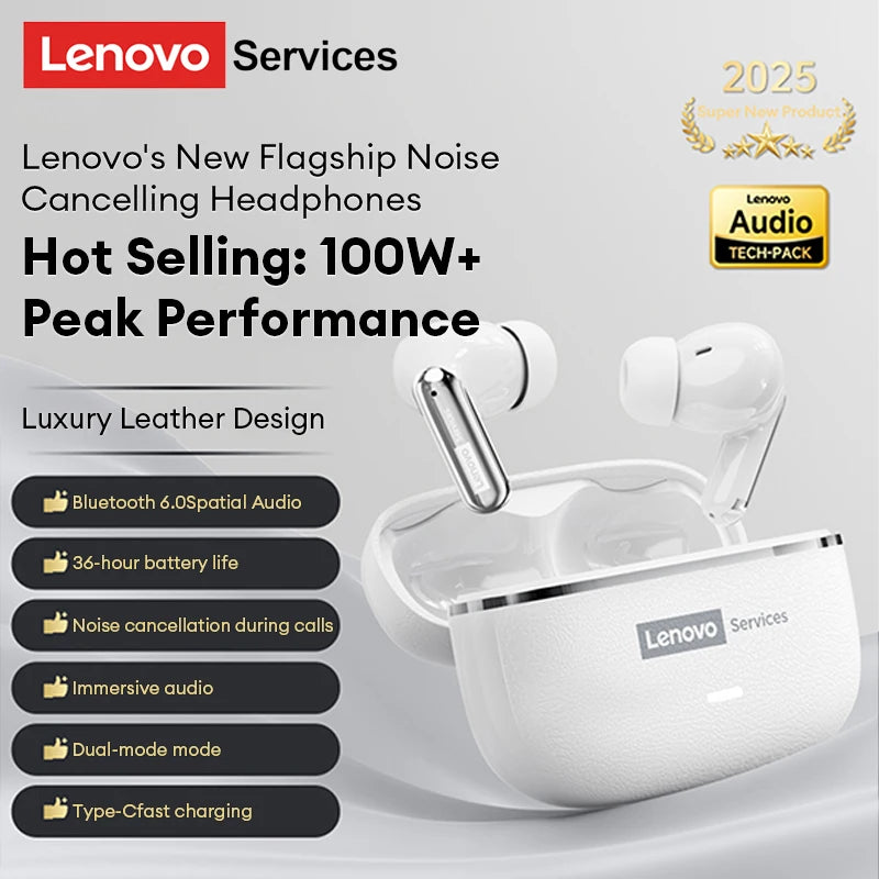 Lenovo 2026 AI Real Time Translation Wireless Earphones TWS Hi-Fi IMAX-level Sound Earphones Stereo ENC Noise Canceling Earbuds 