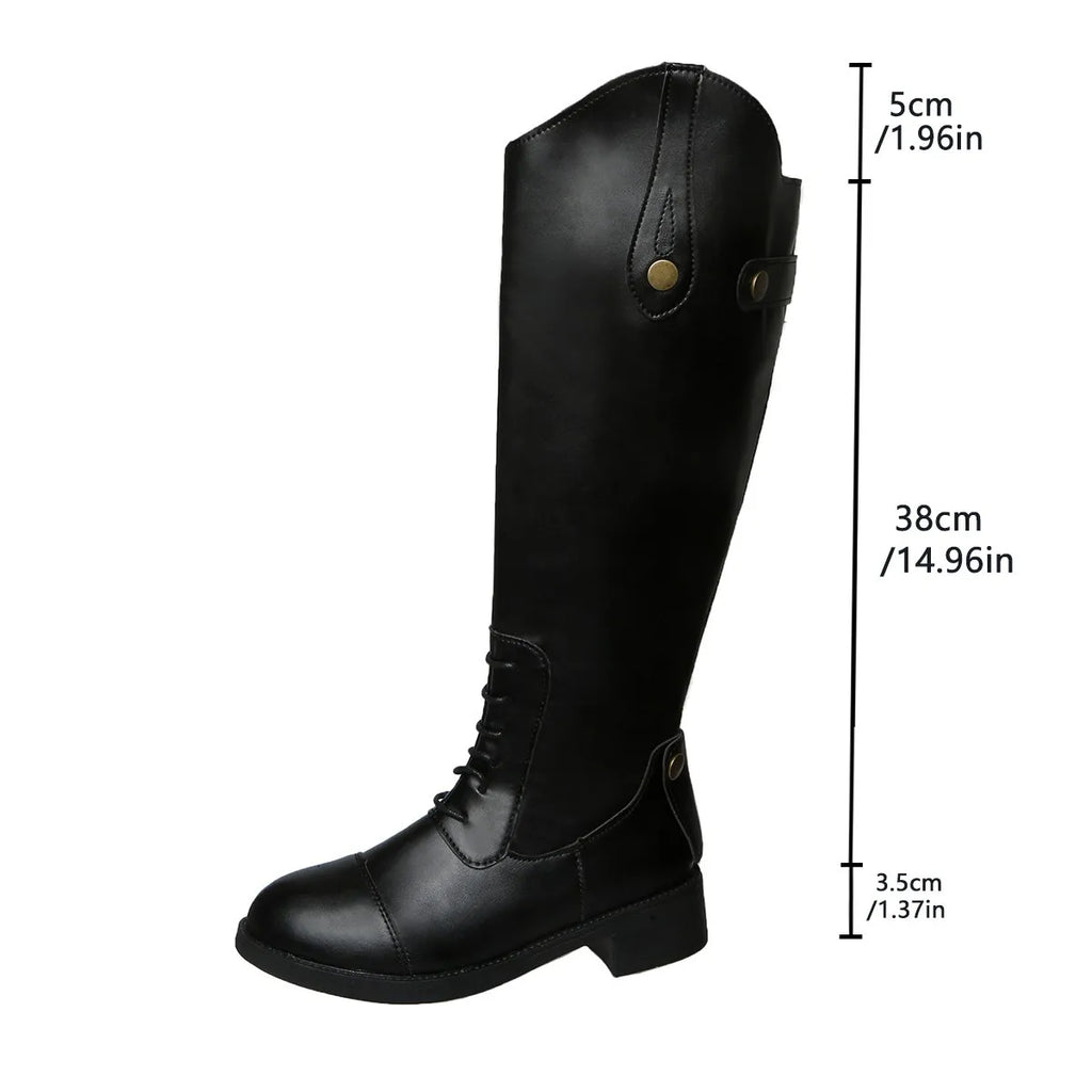 Comemore Autumn New Knee High Boots for Women Autumn and Winter New Solid Leather Platform Shoes High Heels Long Women Botas