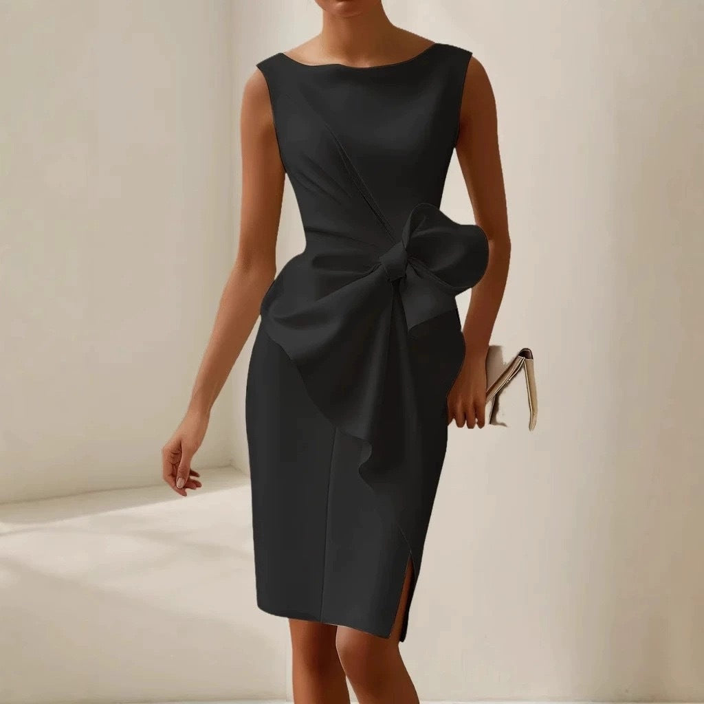 Bow-knot Fashion Sleeveless Midi Dress vestido