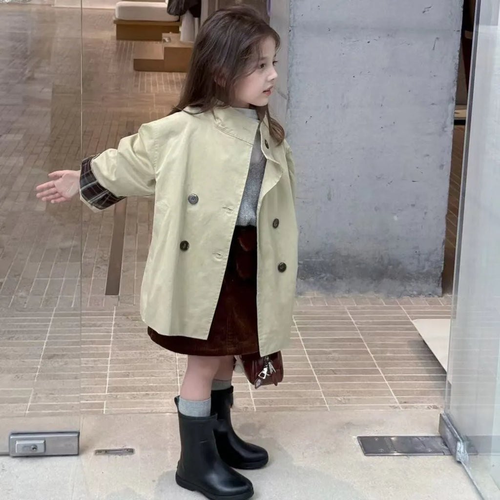Spring and Autumn Girls Trench Coat 2025 New Fashionable Children's Baby Western Jacket Leisure Windproof Coat Korean Version