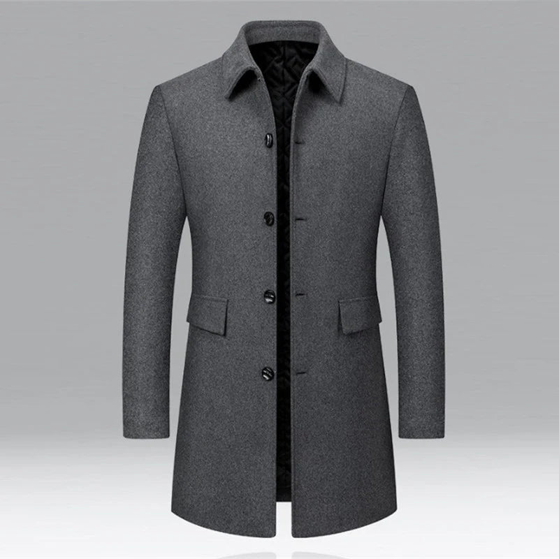 Brand Winter 25% Wool Men Thick Coats Turn Down Collar Male Fashion Woolen Blend Outerwear Coats High Quality Trench Jackets Man