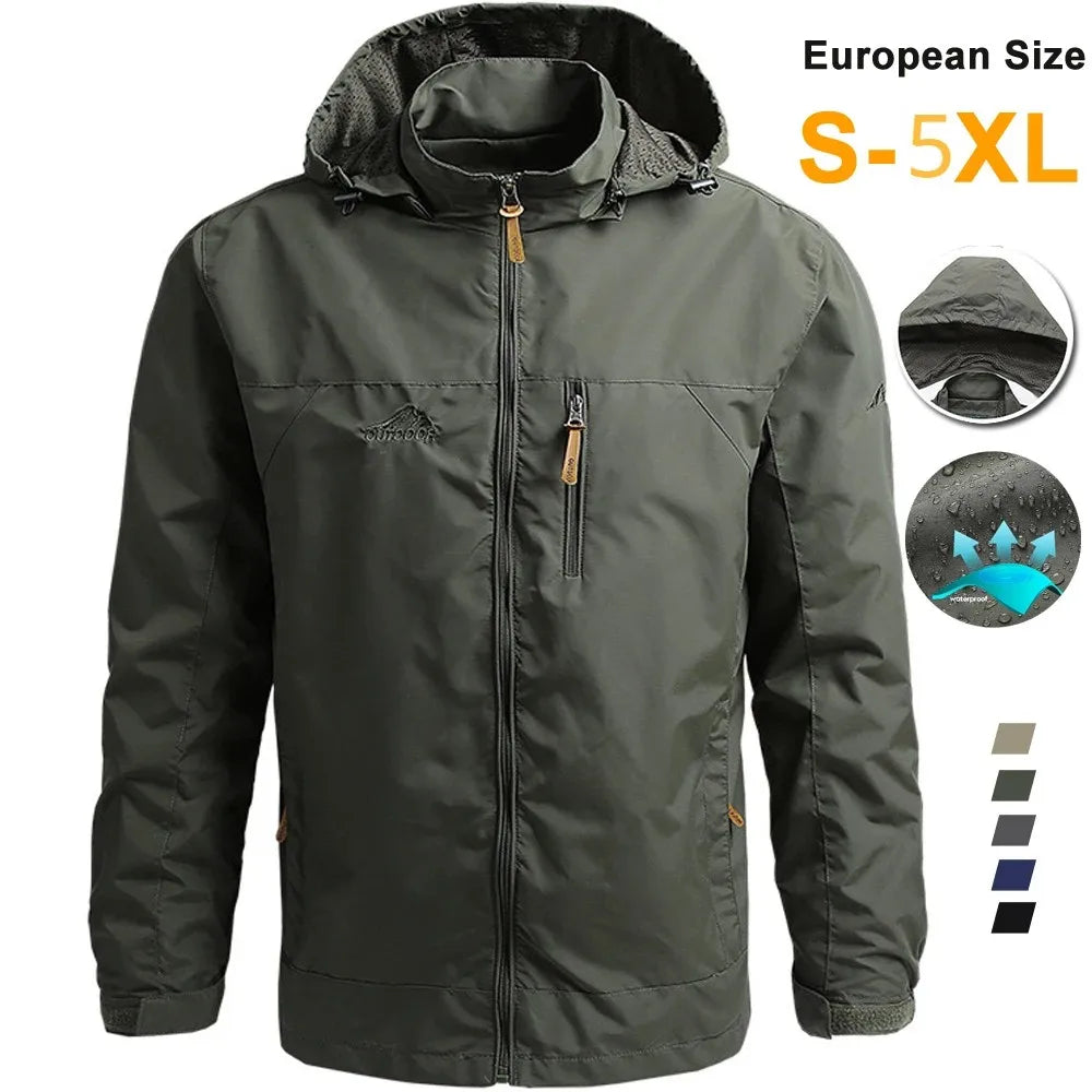 Waterproof Tactical Windbreaker for Men - Hooded Outdoor Field Climbing Jacket European Size S-5XL Thin Military Outwear 