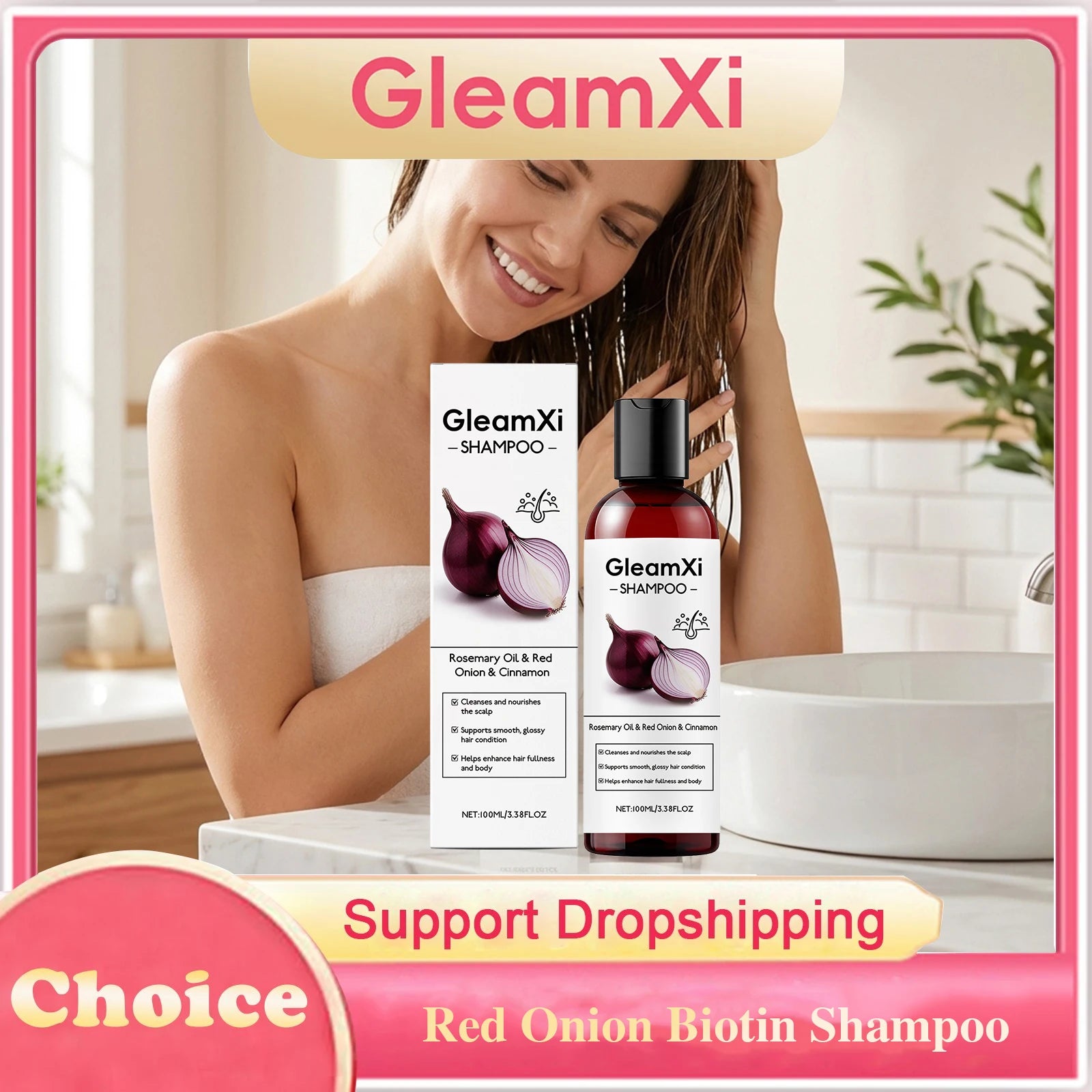 Red Onion Biotin Shampoo Gentle Cleansing Oil Control Thickening Smoothing Moisturizing Anti Hair Loss Volumizing Hair Shampoo