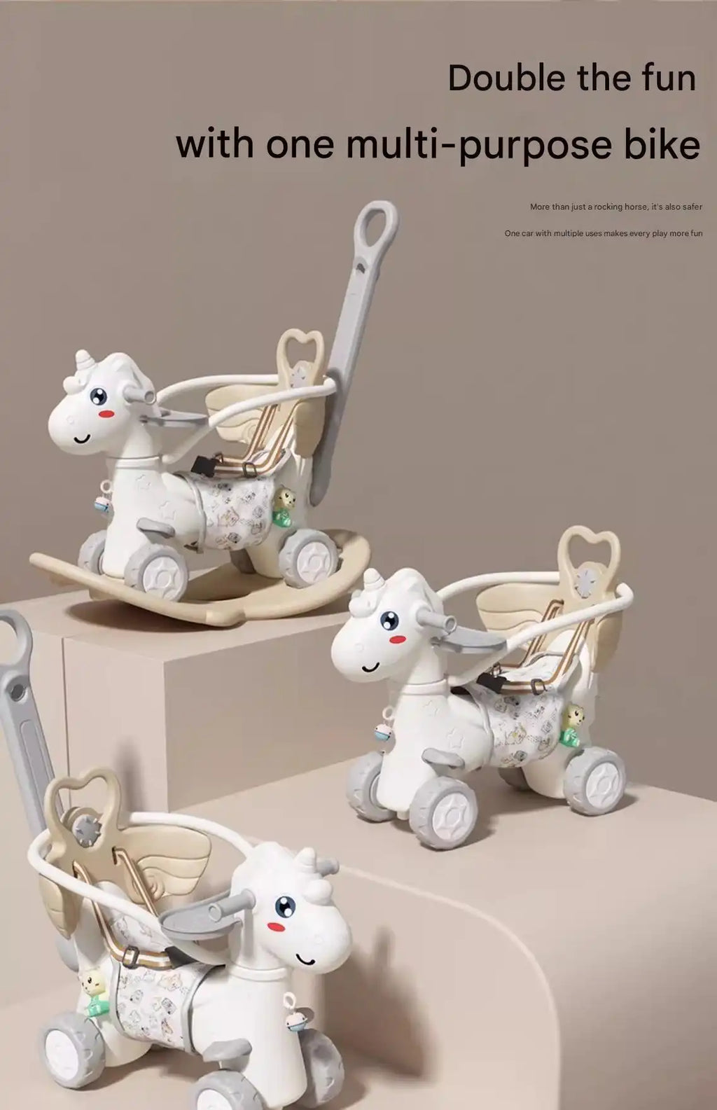Premium Baby Rocking Horse Stroller - 2-in-1 Ride-On Toy & Push Cart for Toddlers 6 Months to 3 Years 