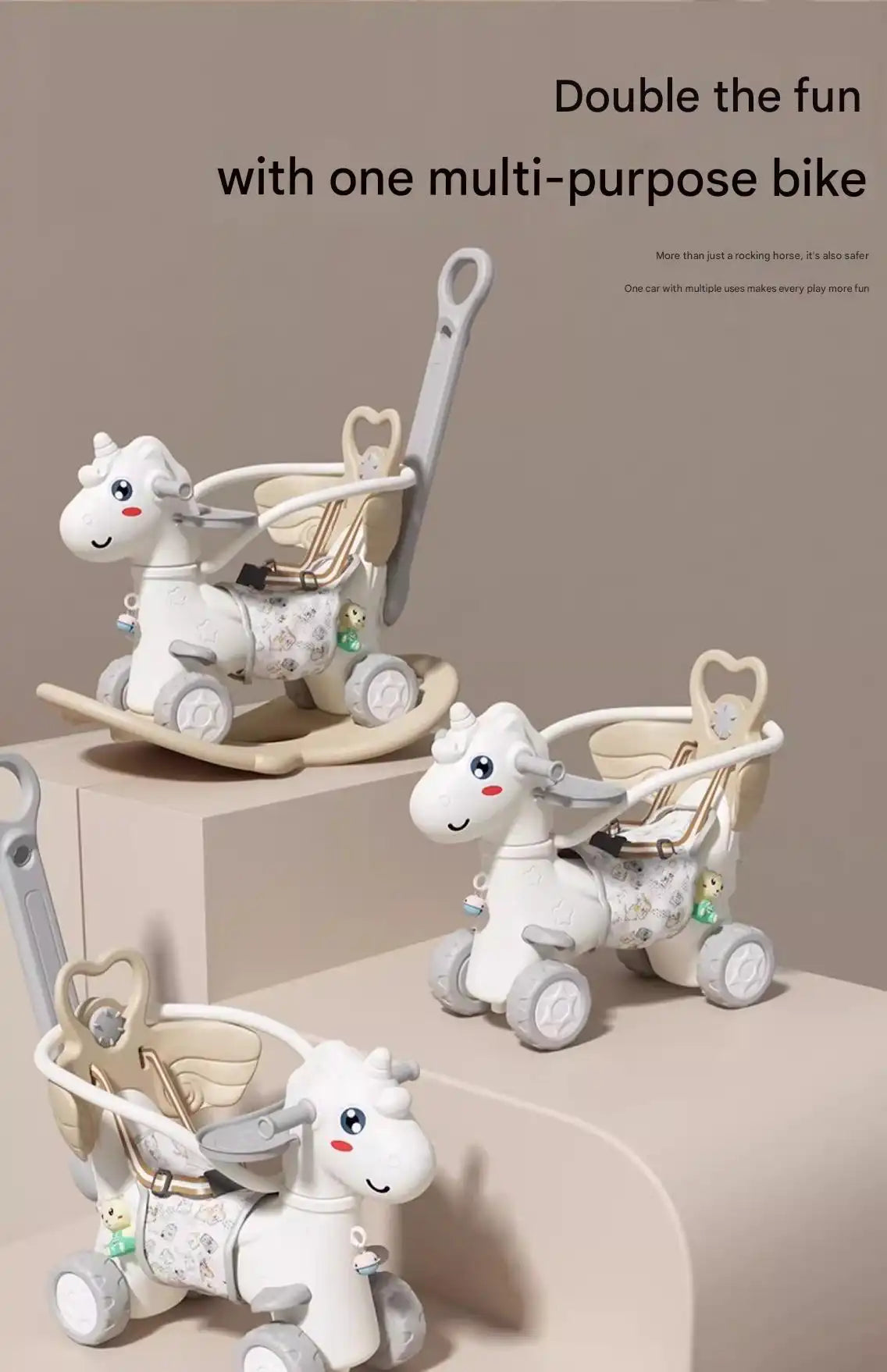 Premium Baby Rocking Horse Stroller - 2-in-1 Ride-On Toy & Push Cart for Toddlers 6 Months to 3 Years 