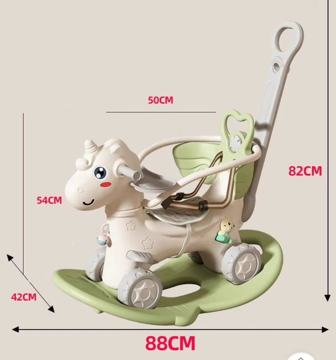 Premium Baby Rocking Horse Stroller - 2-in-1 Ride-On Toy & Push Cart for Toddlers 6 Months to 3 Years 