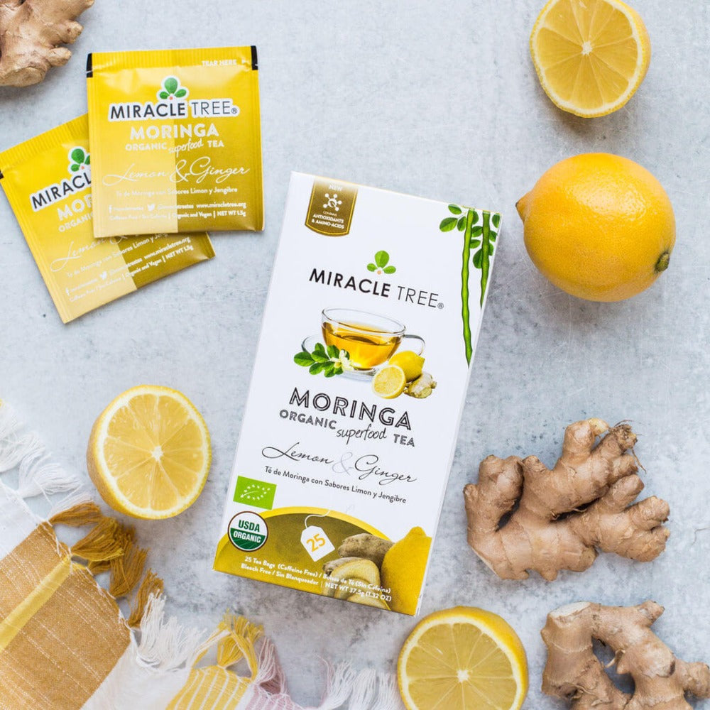 Organic Moringa Tea, Lemon & Ginger