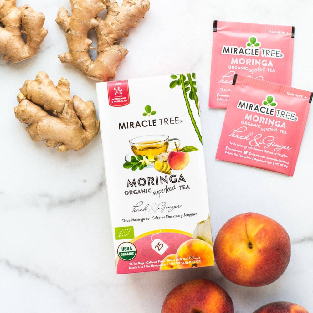 Organic Moringa Tea, Peach & Ginger