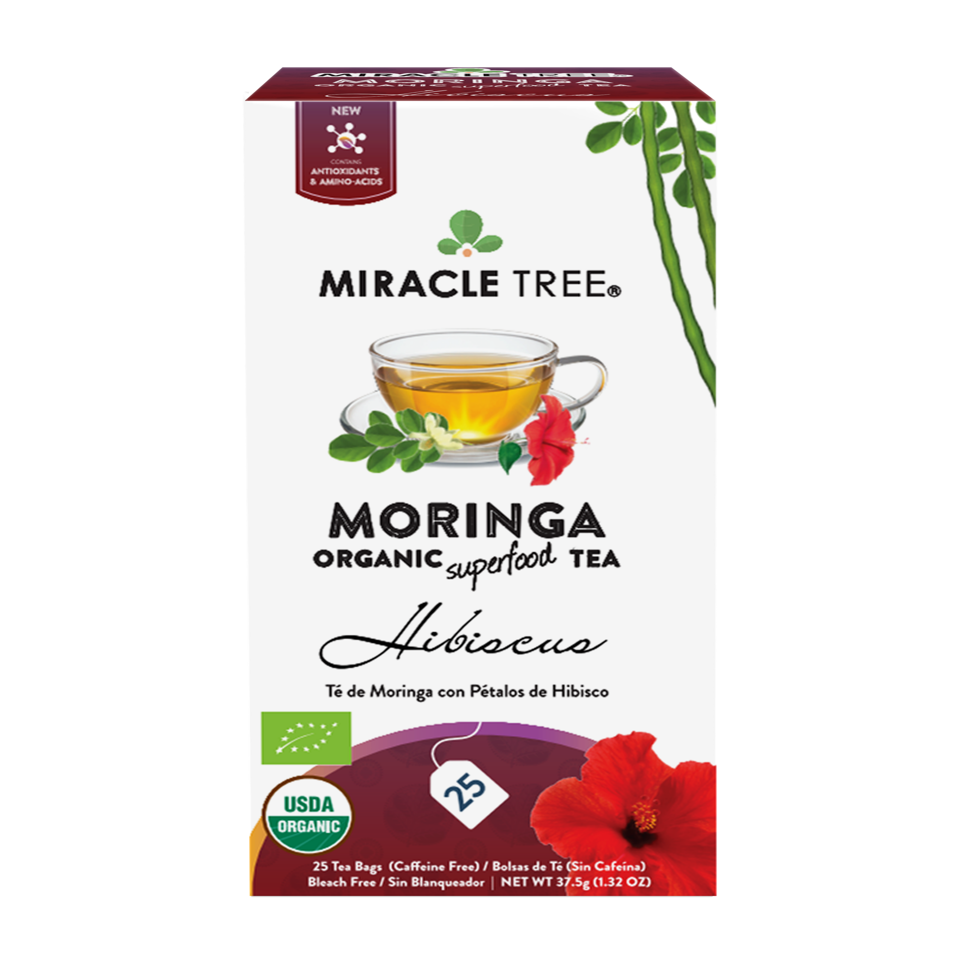 Organic Moringa Tea, Hibiscus