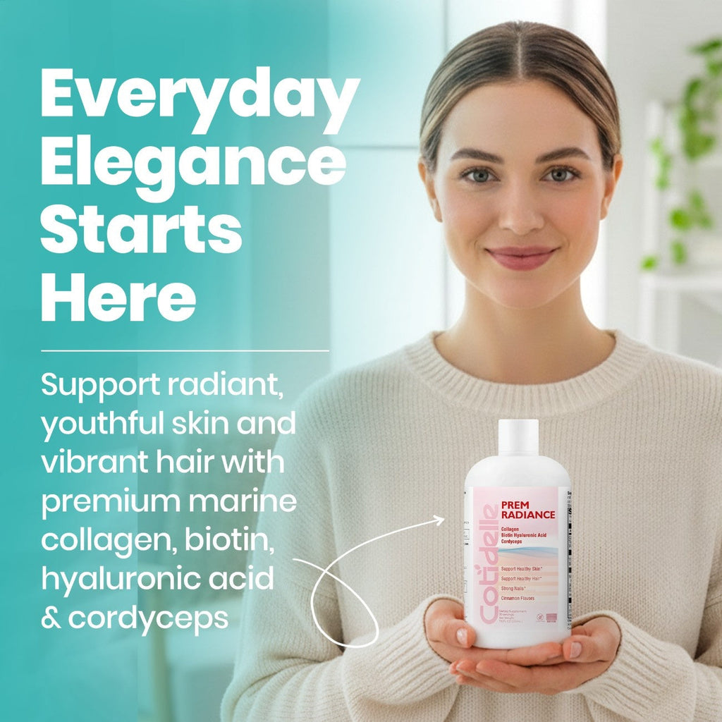 Prem Radiance A Liquid Dietary Supplement to Support Healthy Skin with Marine Collagen,Biotin,Hyaluronic Acid and Cordycepts