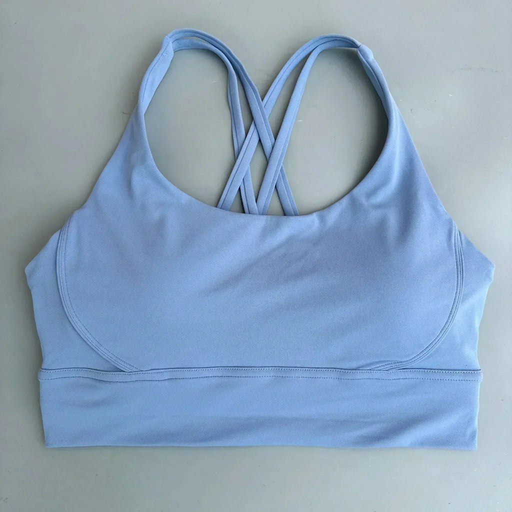 Solid Color Women Cross Fitness sport Bra soft high strength Tight Top Comprehensive Training Gym Yoga Underwear With Chest Pad