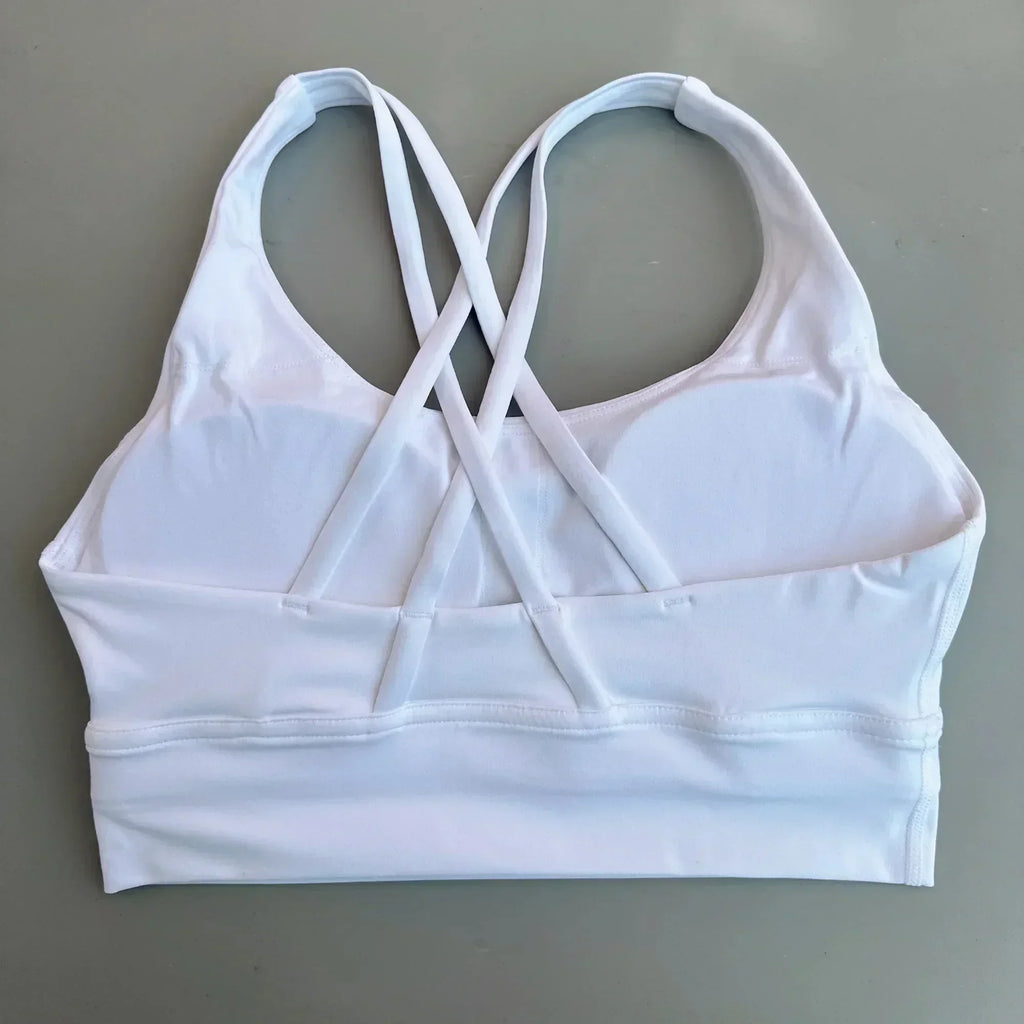 Solid Color Women Cross Fitness sport Bra soft high strength Tight Top Comprehensive Training Gym Yoga Underwear With Chest Pad
