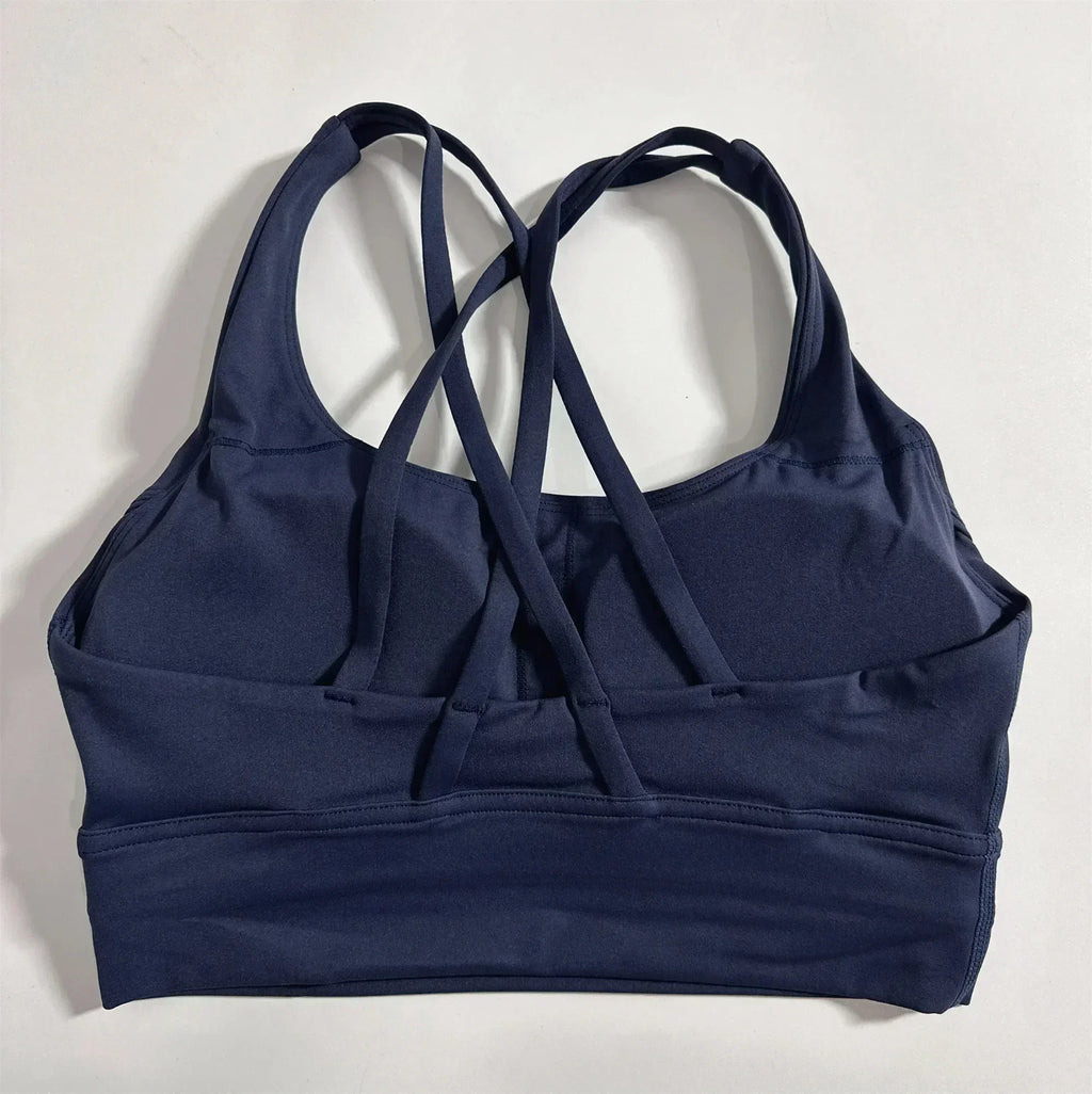 Solid Color Women Cross Fitness sport Bra soft high strength Tight Top Comprehensive Training Gym Yoga Underwear With Chest Pad