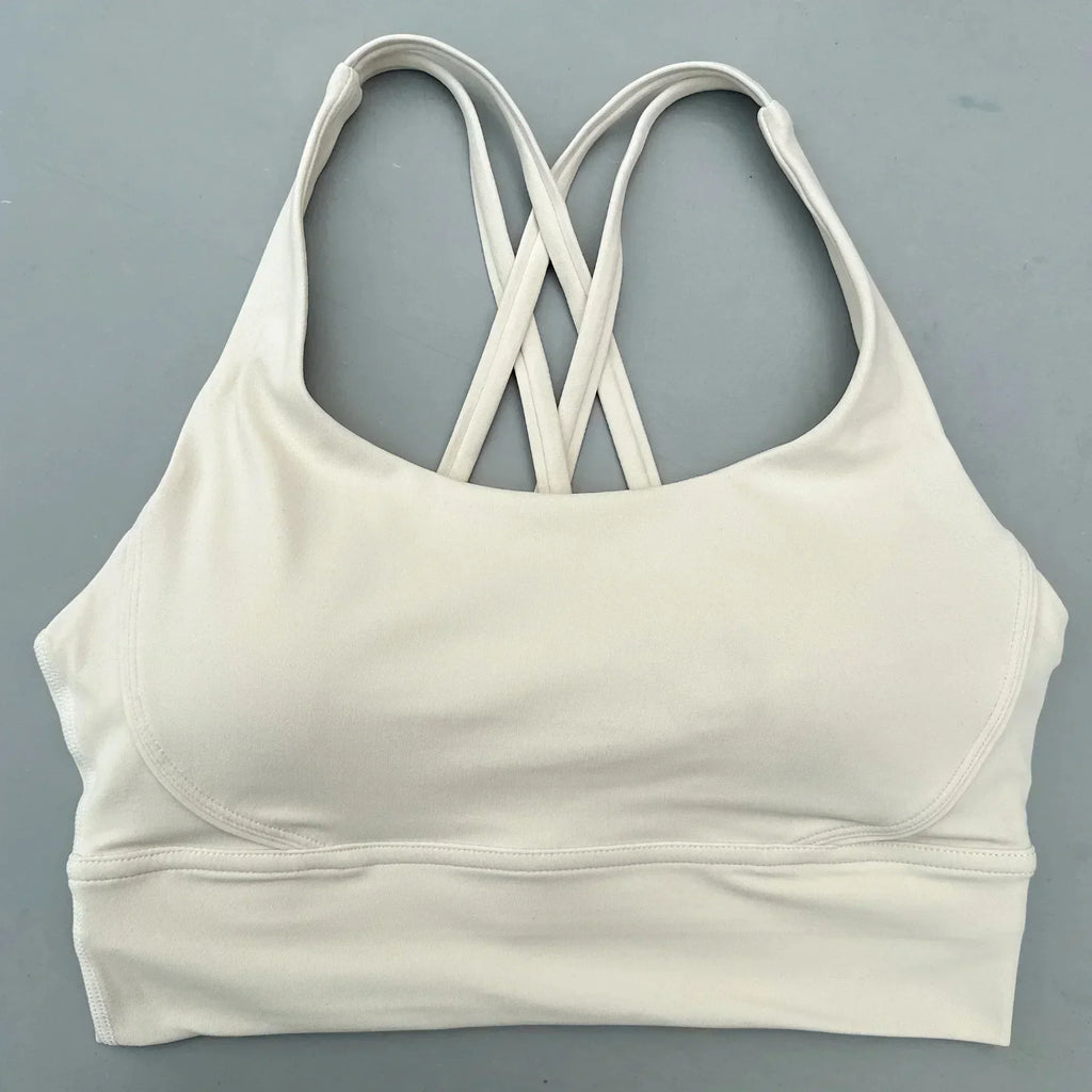 Solid Color Women Cross Fitness sport Bra soft high strength Tight Top Comprehensive Training Gym Yoga Underwear With Chest Pad