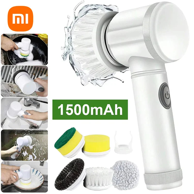 🧽 Rechargeable Electric Cleaning Brush – Cordless Spin Scrubber with Replaceable Brush Heads for Bathroom, Kitchen, and Multi-Surface Cleaning