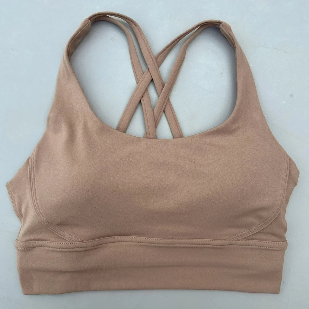 Solid Color Women Cross Fitness sport Bra soft high strength Tight Top Comprehensive Training Gym Yoga Underwear With Chest Pad