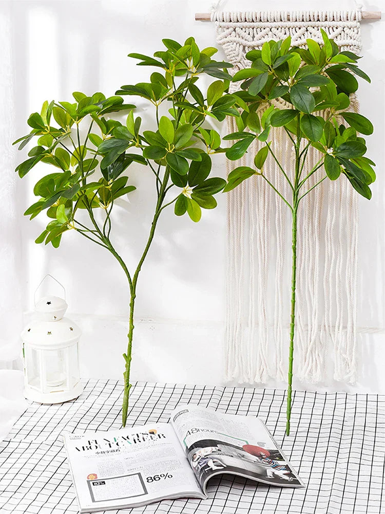 Dlight Decor 73cm Tropical Ficus Palm Tree Branch with Monstera Leaves