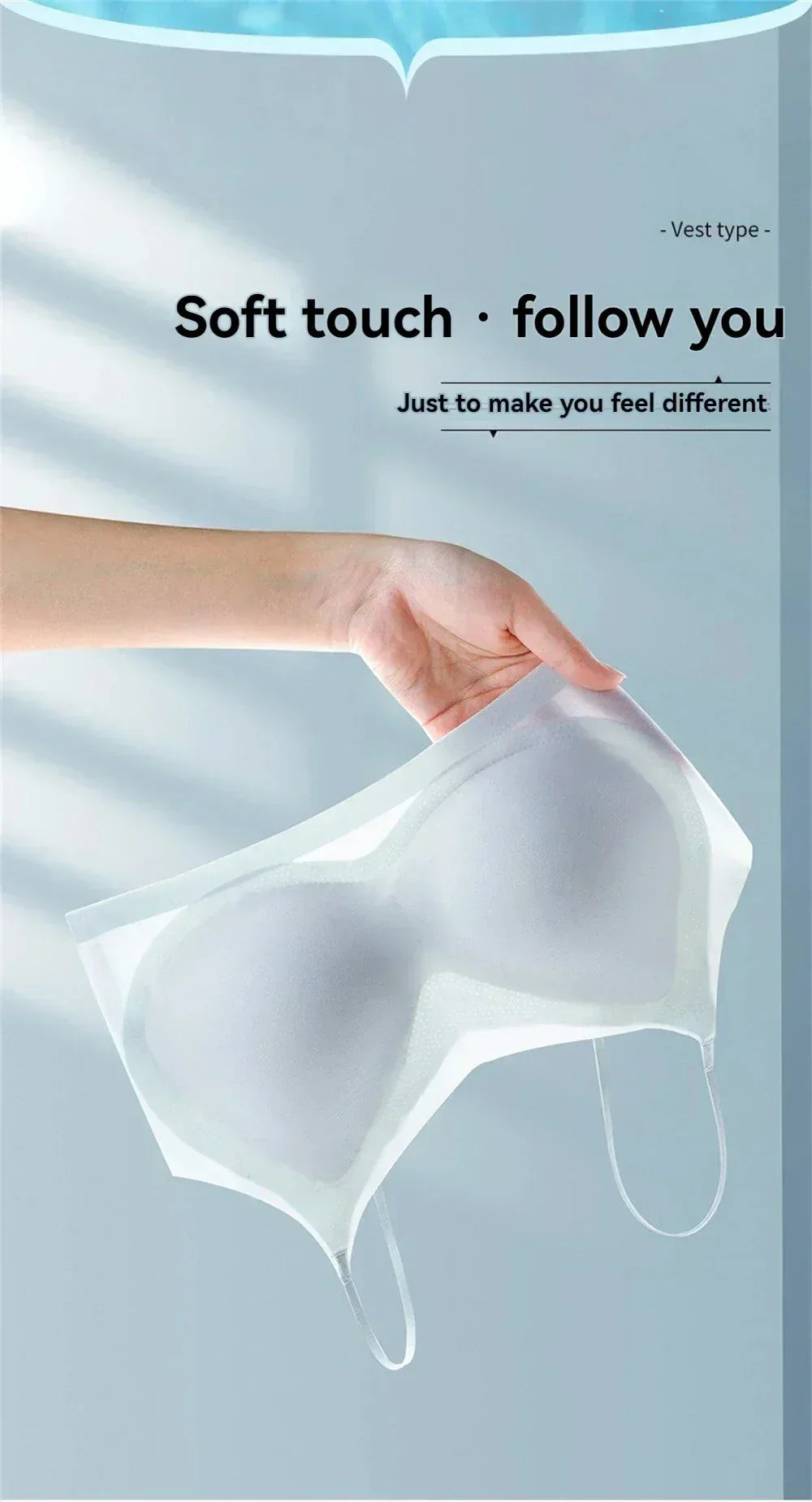 3PCS Ultra-Thin Breathable Ice Silk Top Bras Women's Bustier Underwear Seamless Back Halter Vest Wrap Wireless Bras Solid Color