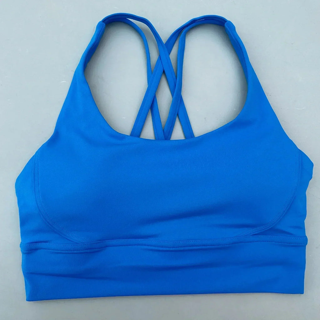 Solid Color Women Cross Fitness sport Bra soft high strength Tight Top Comprehensive Training Gym Yoga Underwear With Chest Pad