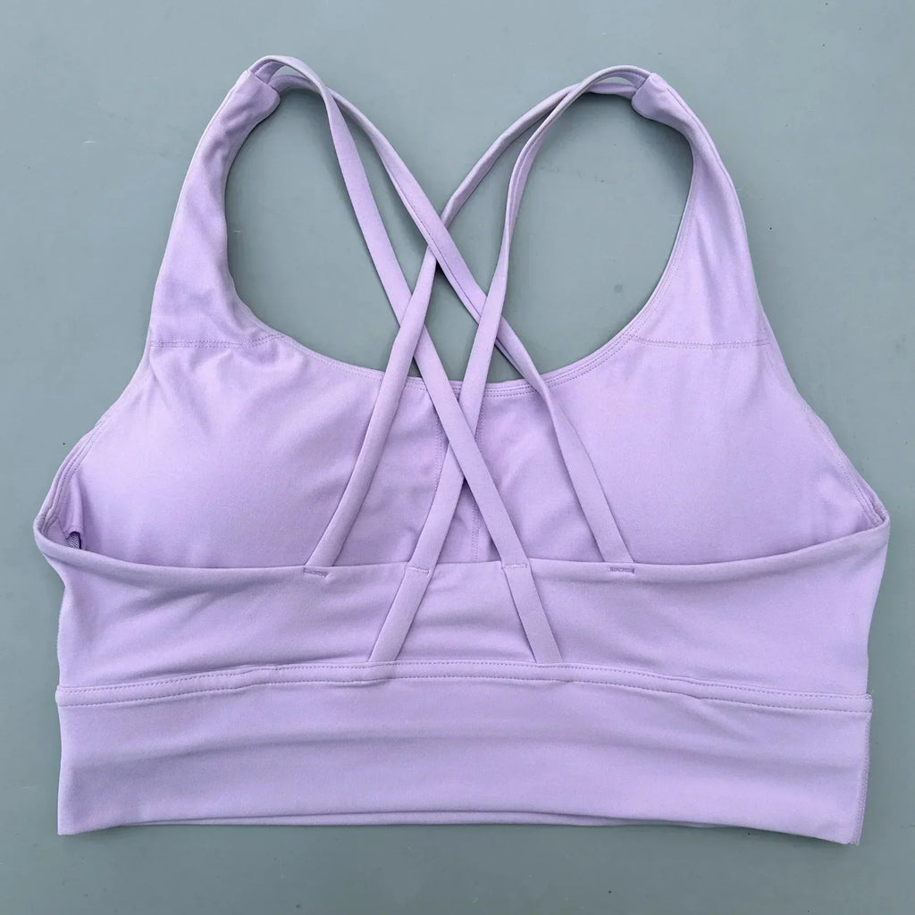 Solid Color Women Cross Fitness sport Bra soft high strength Tight Top Comprehensive Training Gym Yoga Underwear With Chest Pad