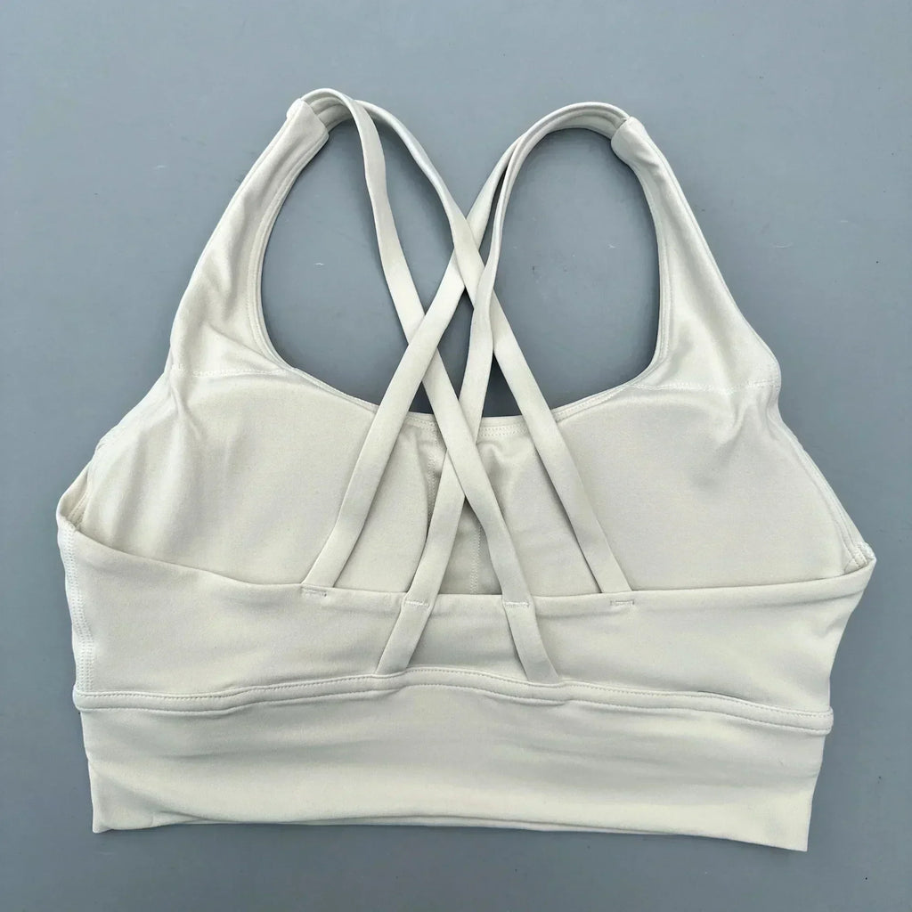 Solid Color Women Cross Fitness sport Bra soft high strength Tight Top Comprehensive Training Gym Yoga Underwear With Chest Pad