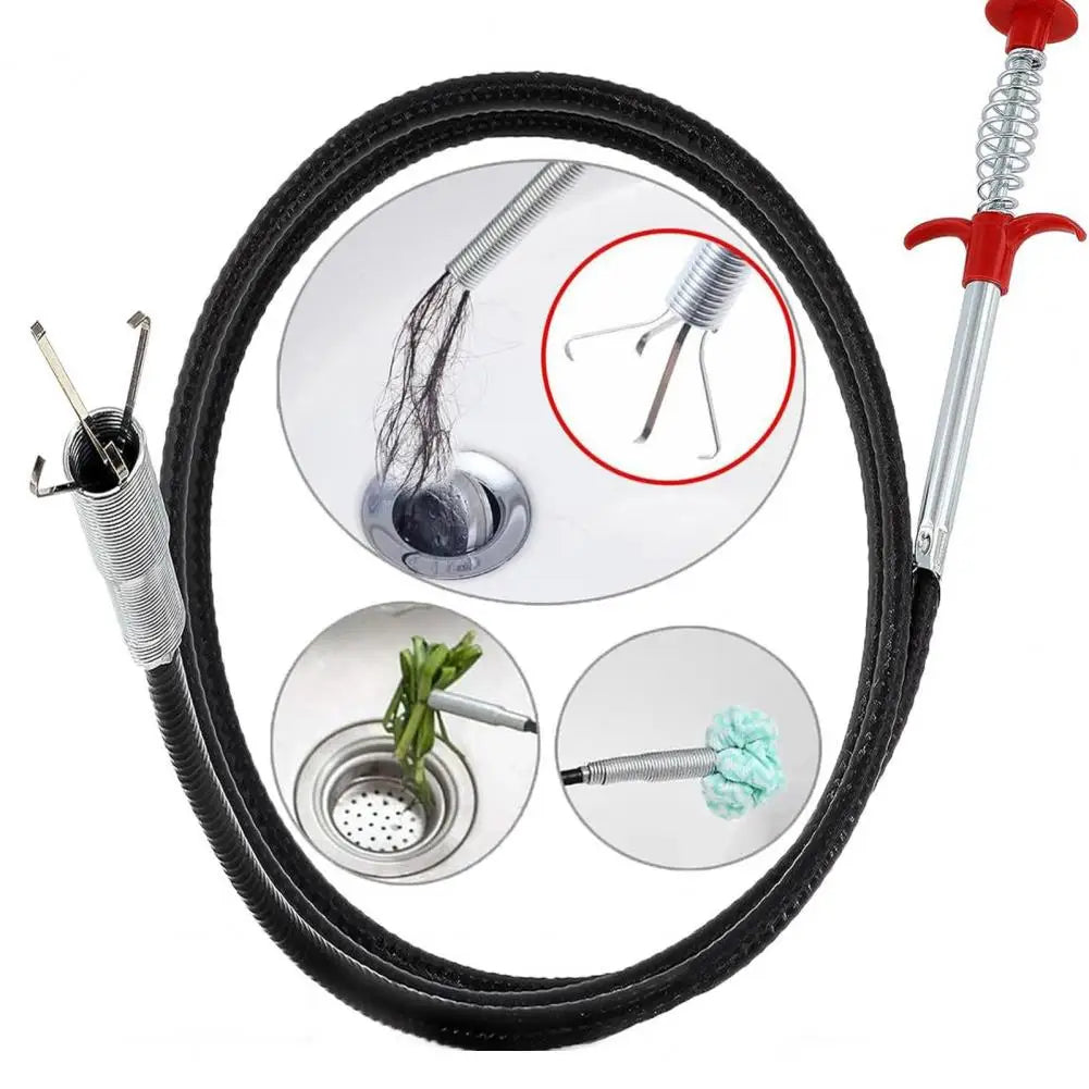60-300cm Steel Wire Pipe Unclogger Hair Drain Clog Remover Tool Push-type Shower Tub Toilet Clogged Drains Opener Cleaning Tool 