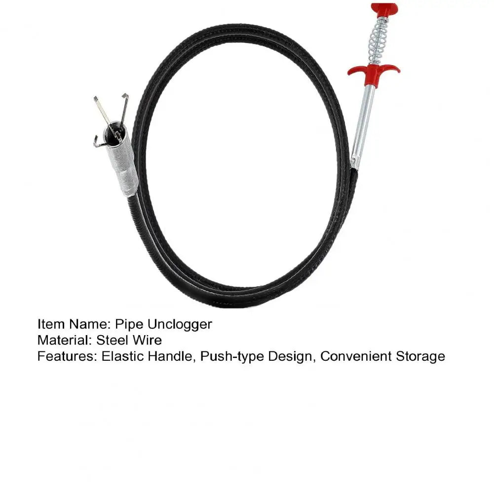 60-300cm Steel Wire Pipe Unclogger Hair Drain Clog Remover Tool Push-type Shower Tub Toilet Clogged Drains Opener Cleaning Tool 