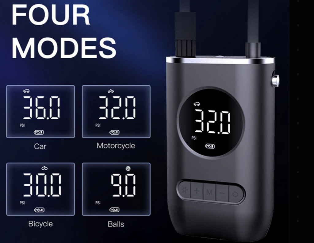 🛞 Portable Wireless Digital Tire Inflator – Multifunctional Electric Air Pump for Cars, Motorcycles, Bikes & More (150 PSI | 2000mAh Dual Battery) 