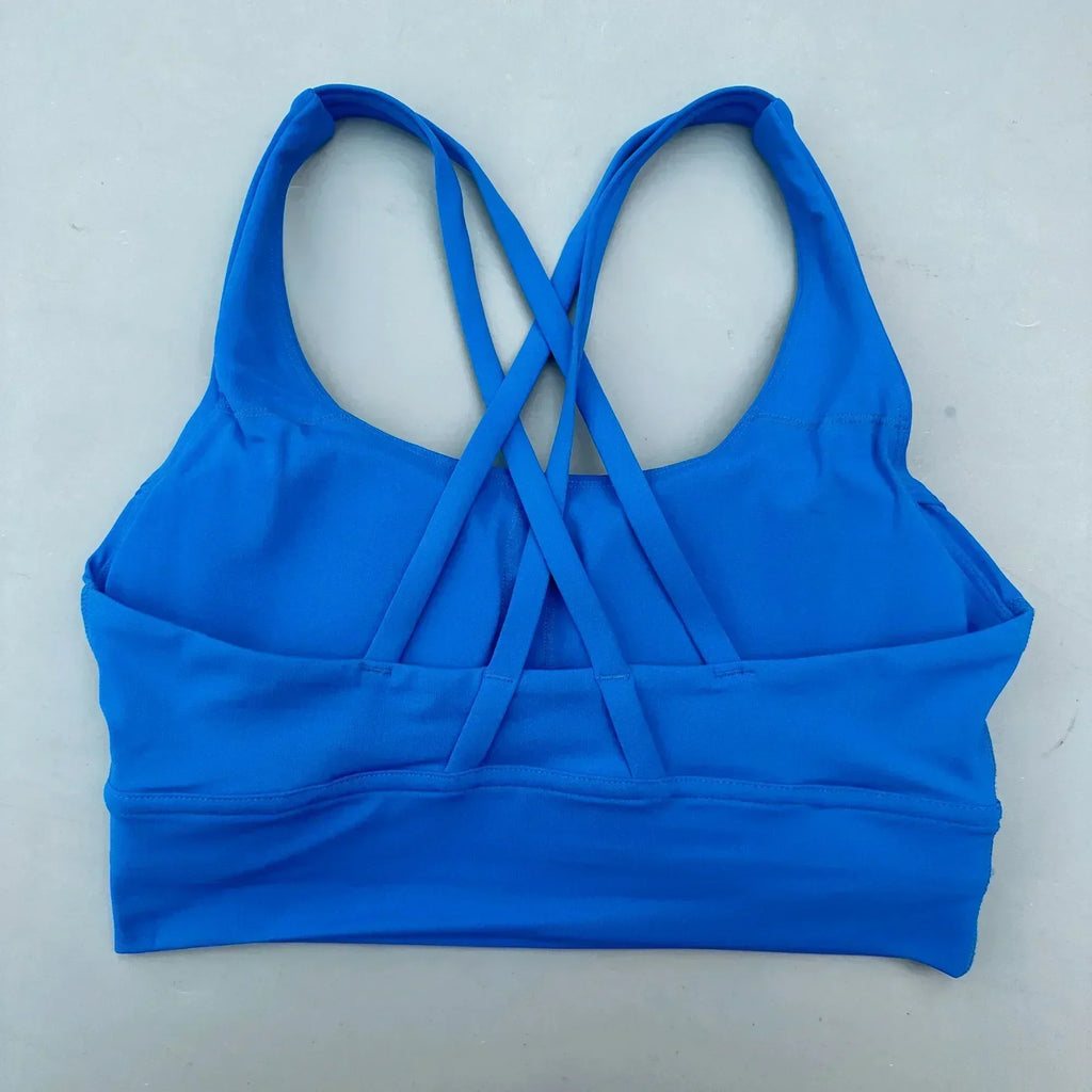 Solid Color Women Cross Fitness sport Bra soft high strength Tight Top Comprehensive Training Gym Yoga Underwear With Chest Pad
