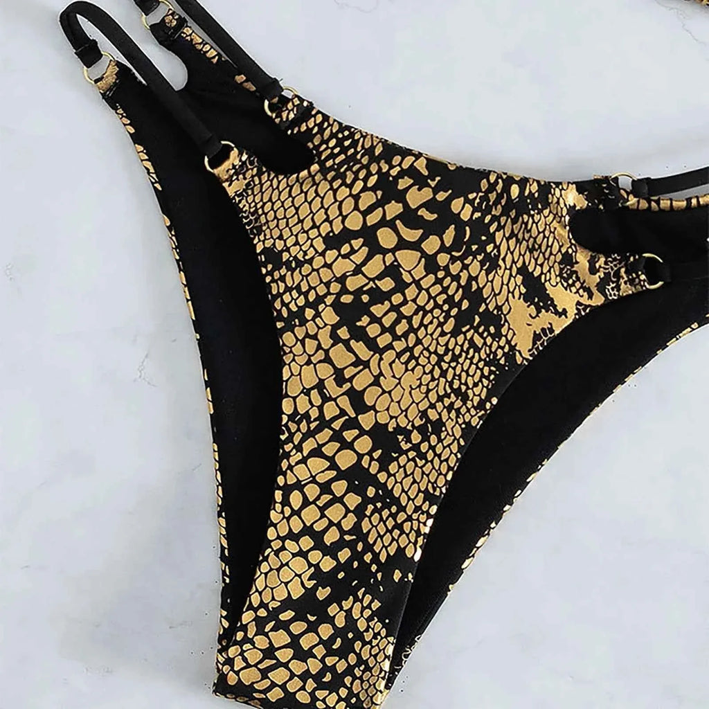 Sleek Serpent: Chic Push-Up Bikini Set