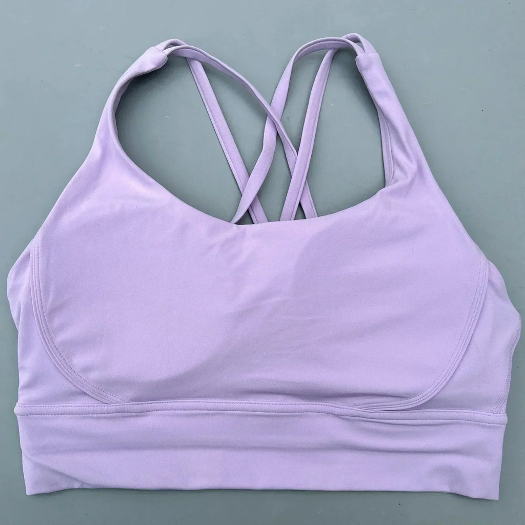 Solid Color Women Cross Fitness sport Bra soft high strength Tight Top Comprehensive Training Gym Yoga Underwear With Chest Pad