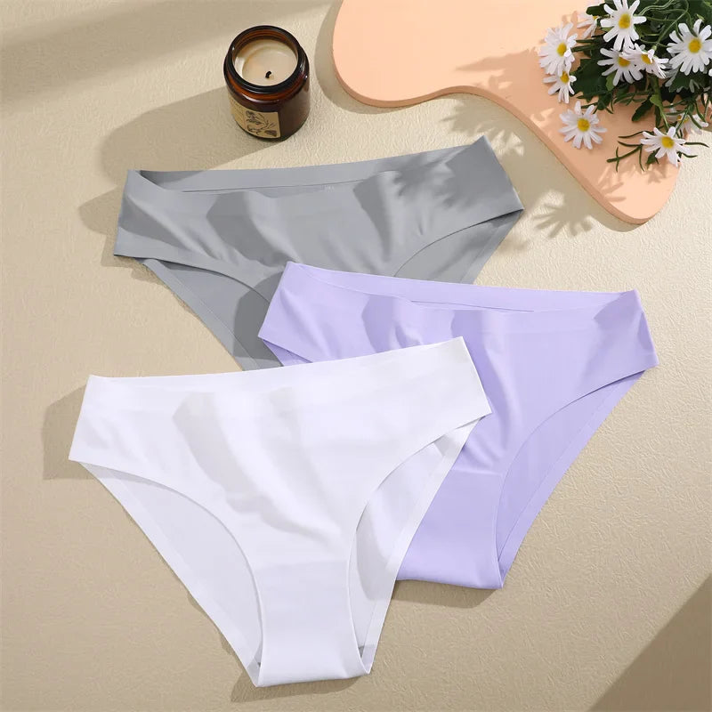 6PCS Women Seamless Panties Ice Silk Ultra Thin soft Low Rise