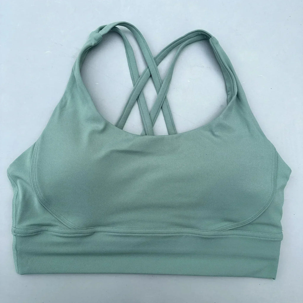Solid Color Women Cross Fitness sport Bra soft high strength Tight Top Comprehensive Training Gym Yoga Underwear With Chest Pad