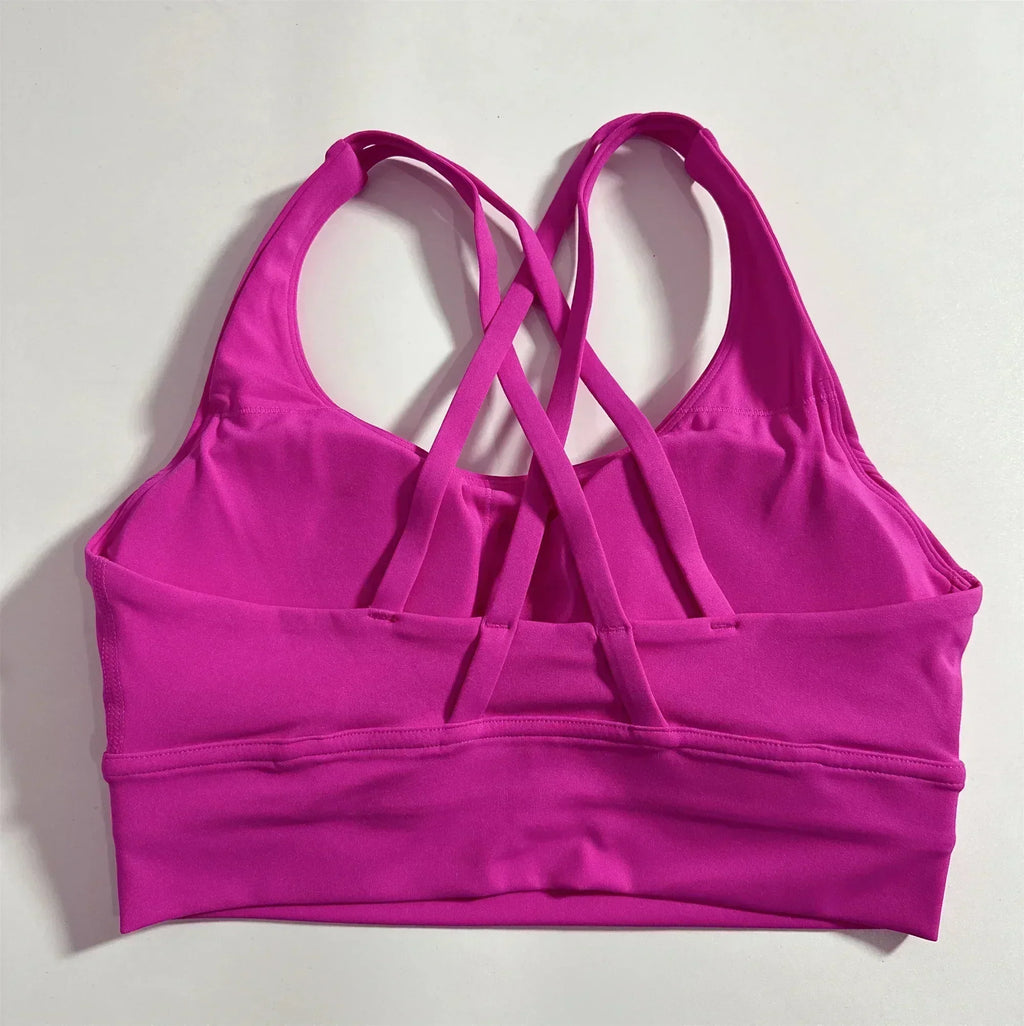 Solid Color Women Cross Fitness sport Bra soft high strength Tight Top Comprehensive Training Gym Yoga Underwear With Chest Pad