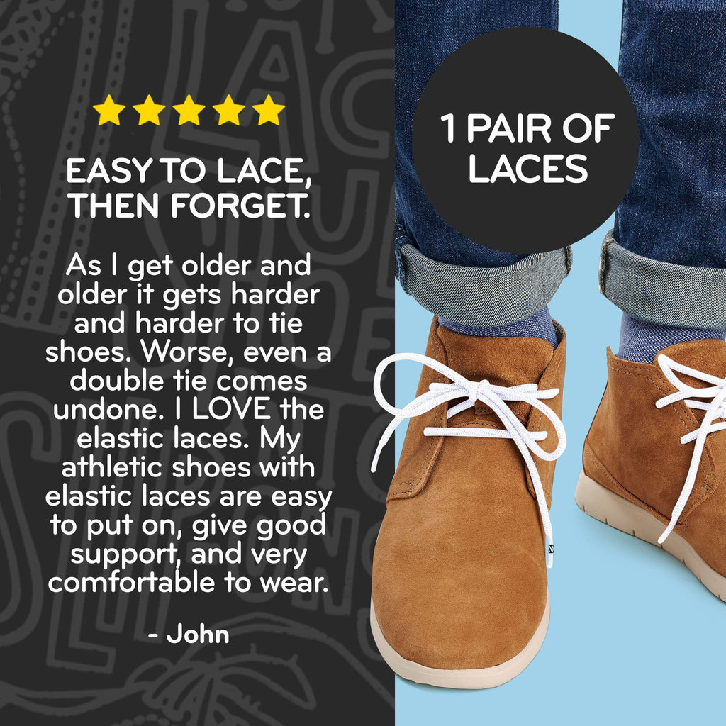 White Round Elastic Stretch Shoe Laces